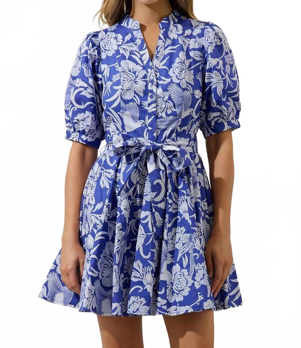 NEW SUGARLIPS vira floral swing dress in blue/white